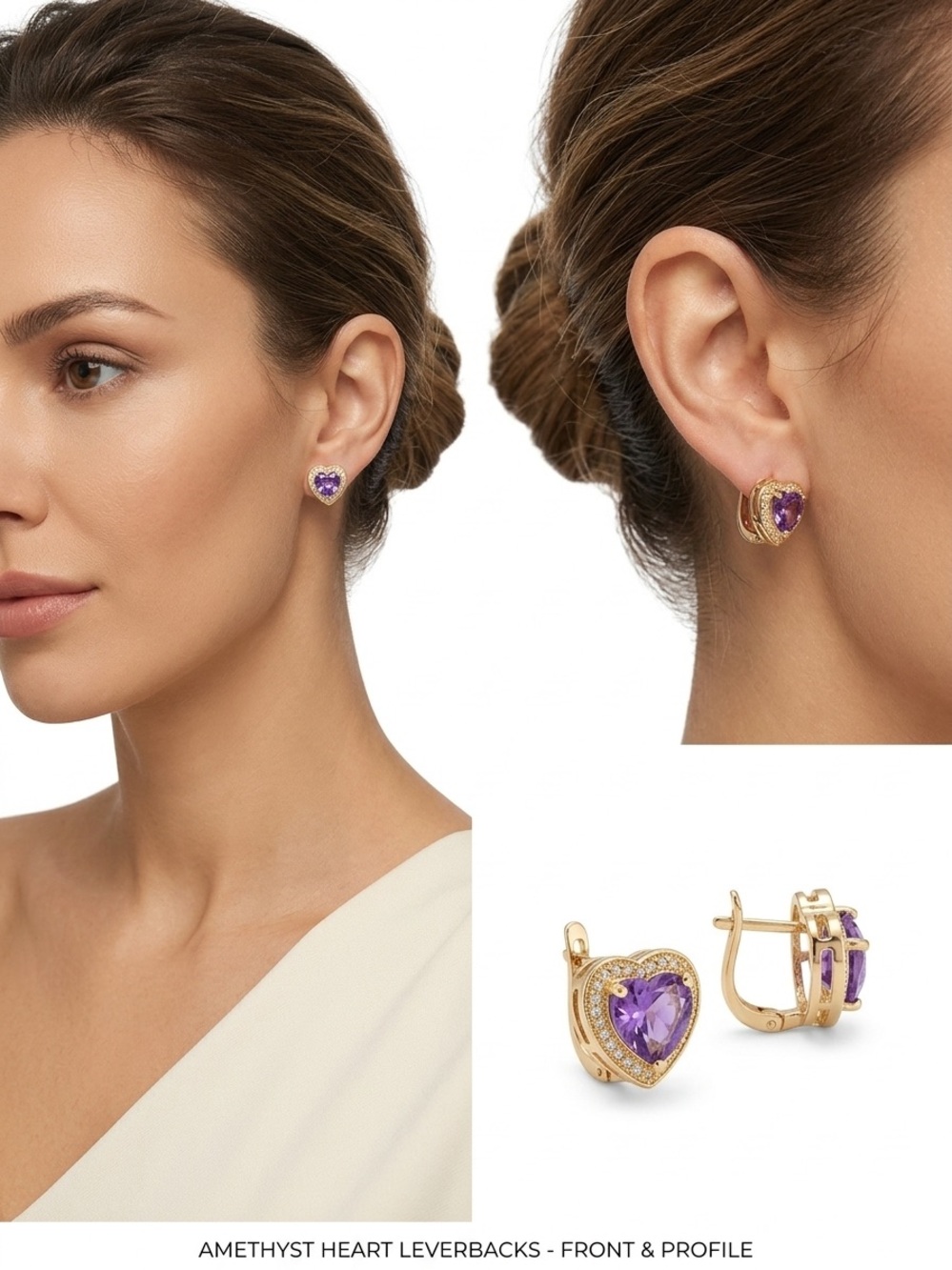 Amethyst NEW Heart Leverback Earrings with Box
Gold Filled